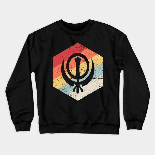 Retro 70s Sikh Khanda Icon Crewneck Sweatshirt by MeatMan